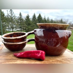 Vintage Hull oven proof usa bean pot & 2 bean bowls
